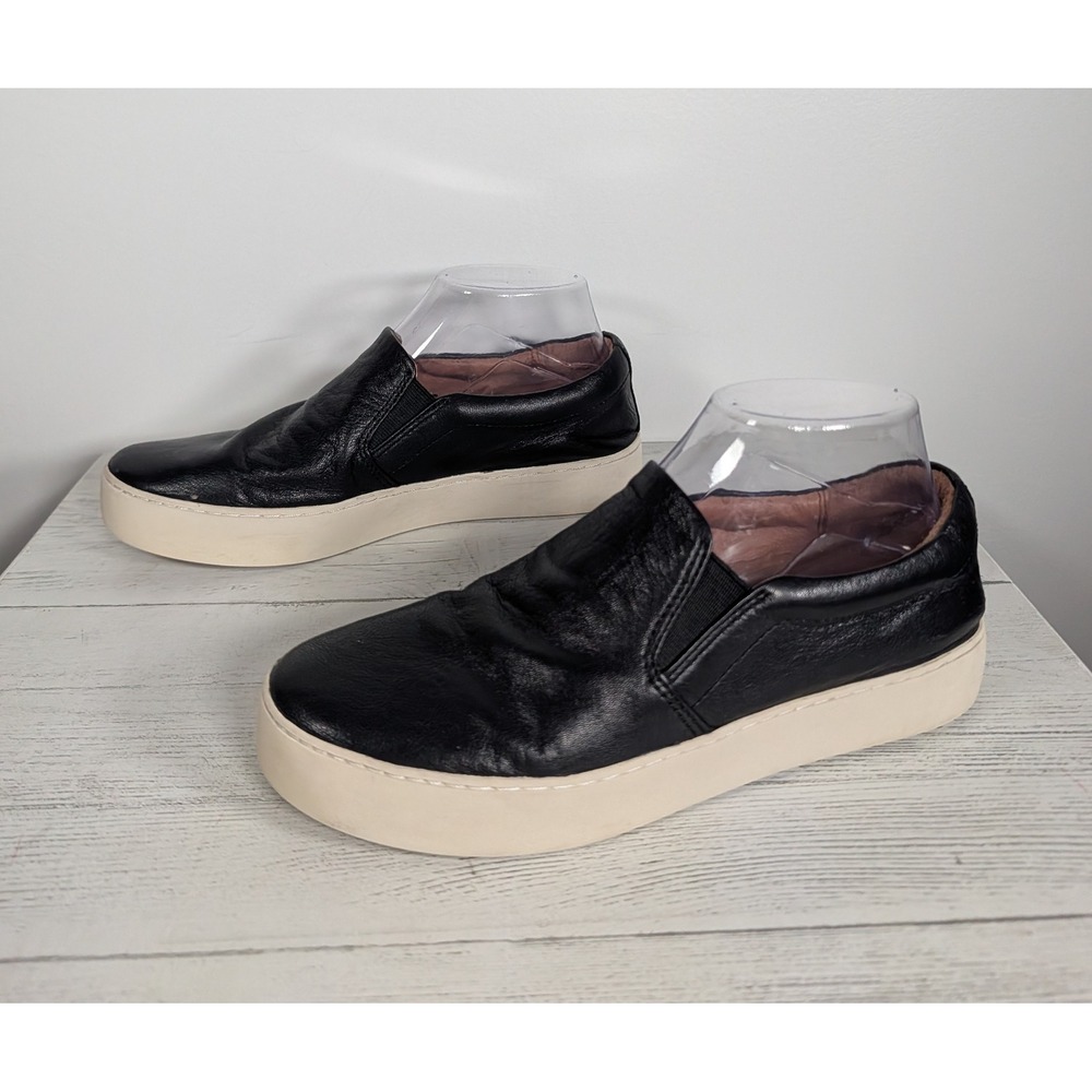Frye Ivy Slip On Black Leather Platform Sneakers 7.5M 3471292-BLK - Picture 2 of 8